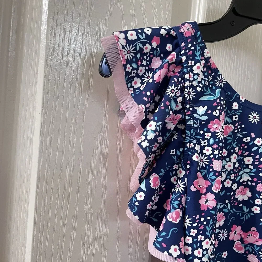 Rufflebutts Butterfly Sleeve One Piece Swimsuit Moonlit Meadow Girls Size 10